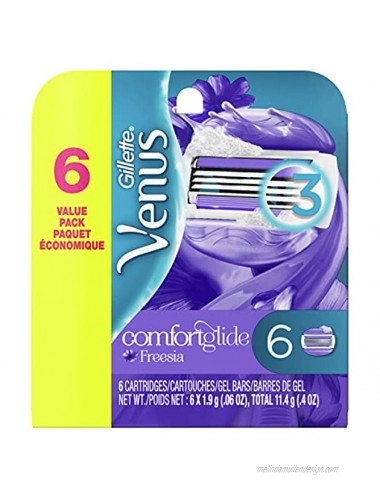 Gillette Venus ComfortGlide Freesia Women's Razor Blade Refills 6 Count Packaging May Vary