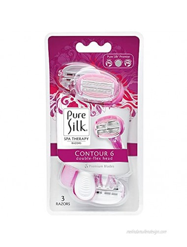Pure Silk Contour 6 Premium Disposable Razor 3 Count
