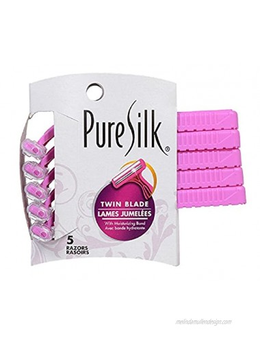 Pure Silk Disposable Razors Pink Twin Blade Pack of 5 Get a smoother silkier shave added benefit of moisturizing bands for a smooth comfortable shave