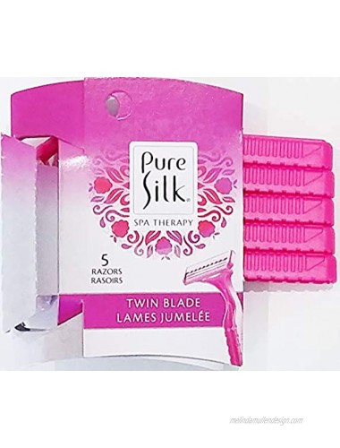 Pure Silk Disposable Razors Pink Twin Blade Pack of 5 Get a smoother silkier shave added benefit of moisturizing bands for a smooth comfortable shave