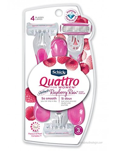 Schick Quattro for Women Disposable Razors with Raspberry Rain Scented Handle 3 Count