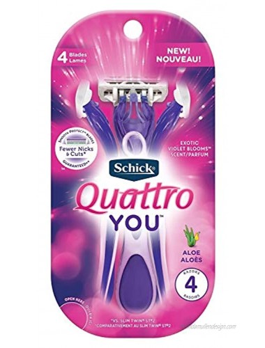 Schick Womens Quattro Razor Exotic Violet Blooms 4 Count 2 Pack