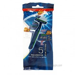 Twin Blade Disposable Razors with Fixed Head Lubricant Strip for Sensitive Skin Ergonomic Rubberized Handle Smooth Shave for Face Legs etc. Value Pack 5 Count