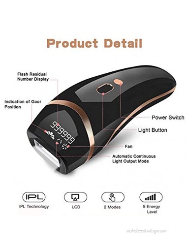 Huieter IPL Hair Removal Permanent Painless Laser Hair Remover Device for Women and Man Upgrade to 999,999 Flashes for Facial Legs Arms Armpits Body At-Home Use Black