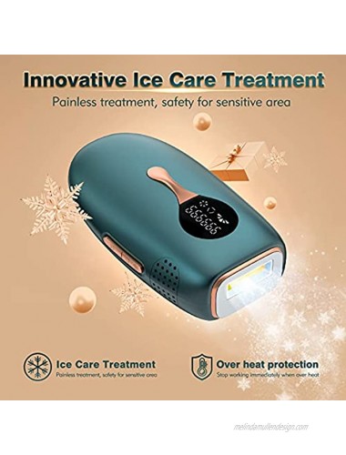 IPL Hair Removal for Women Men Ice Cooling Hair Removal Device Painless Upgrade to 999,999 Flashes Professional Permanent Reduction in Hair Regrowth for Facial and Whole Body