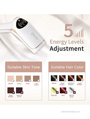 IPL Laser Hair Removal Qmele Hair Removal System Women & Men Permanent Painless Hair Removal At-Home 500,000 Flashes ICE Cooling System- 2 Flash Modes White