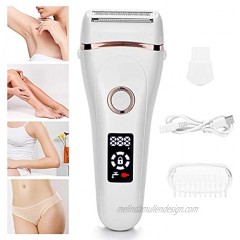 Electric Lady Shaver Bikini Trimmer Wet & Dry Rechargeable Cordless Painless Electric Razor for Women LED Display Razor for Legs Underarms White