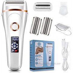 Electric Razor for Women 3 in 1 Women's Shaver Electric Pubic Hair Removal Bikini Trimmer Wet & Dry Painless Cordless Shaver for Legs and Underarms LED Light Razor Women