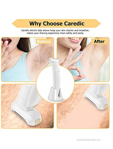 Electric Razor for Women Caredic Rechargeable Painless Blade Bikini Trimmer Wet Dry Shaver Waterproof Body Hair Remover for Legs Underarms with LED Light
