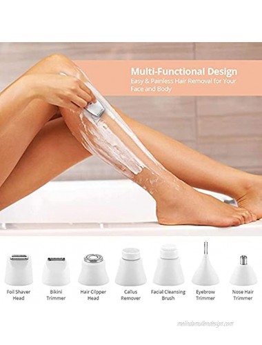 Electric Shaver for Women 7 in 1 Cordless Electric Womens Shaver Bikini Trimmer Body Hair Removal for Legs and Underarms Wet and Dry Painless Personal Electric Shavers White