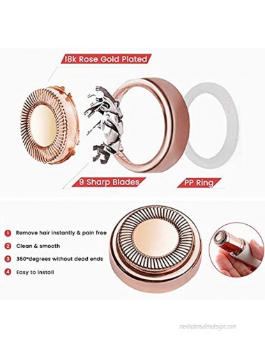 Facial Hair Remover Replacement Heads 6pcs Hair Removal Replacing Blades with Brush Fit for Women Face Leg Armpit Back Cleaning Rose Gold Rose Gold