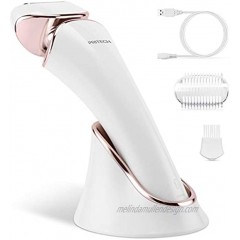 PRITECH Portable Lady's Razor Body Hair Removal for Legs Arms Underarms Portable Cordless Women's Bikini Trimmer with Wet & Dry Shaver USB Charge LED Light
