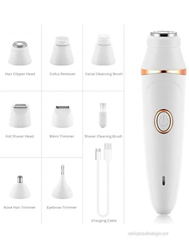 Shaver for Women 7 in 1 Electric Razor for Face Eyebrow Nose Underarm Arms Legs and Bikini Line Waterproof Personal Painless Facial Hair Removal Rechargeable Cordless Trimmer
