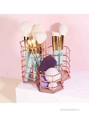 ANNE'S GIVERNY Makeup Brush Holder Metal Organizer Golden Rose Cosmetic Storage Beauty Sponges Blender holder Display