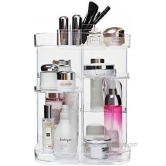 Boxalls Makeup Organizer 360 Degree Rotating Storage Multi-Function Clear Carousel Cosmetic Organizer with 5 Layers Large Capacity Great for Countertop Vanity Bathroom Bedroom Square Shape