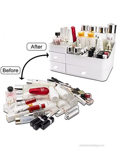 CGBE Makeup Organizer Cosmetic Storage Drawers Vanity Box for Cosmetics Jewelry Accessories Nail Care Essentials Skincare Items Bathroom Organizer Countertop and Makeup Storage -White