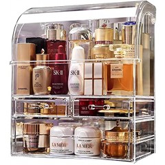 Clear Acrylic Large Capacity Makeup Organizer Cosmetic Storage Display Case with Drawers,Nail Polish Makeup Brush Orgernizer,Cosmetic Organizer For Lipsticks Jewelry,Dust Water Proof With Cover,M