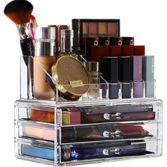 Clear Cosmetic Storage Organizer -3 Drawers Easily Organize Your Cosmetics Jewelry and Hair Accessories. Looks Elegant Sitting on Your Vanity Bathroom Counter or Dresser