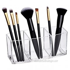 Clear Makeup Brush Holder Organizer Cosmetic Brushes Storage with 3 Slots