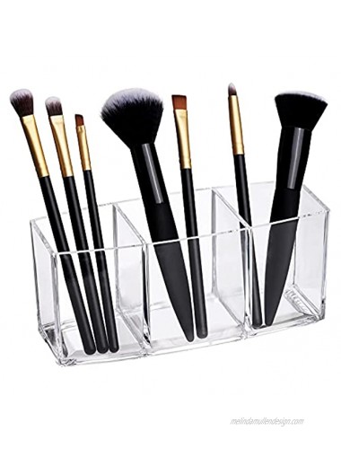 Clear Makeup Brush Holder Organizer Cosmetic Brushes Storage with 3 Slots