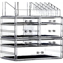 Cq acrylic Clear Makeup Organizer And Storage Stackable Extra Large Skin Care Cosmetic Display Case With 7 Drawers Make up Stands For Hair Accessories Beauty Skincare Product Organizing,Set of 3