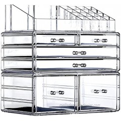 Cq acrylic Clear Makeup Organizer And Storage Stackable Extra Large Skin Care Cosmetic Display Case With 6 Drawers Make up Stands For Hair Accessories Beauty Skincare Product Organizing,Set of 3