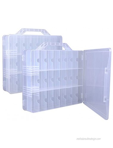 Foraineam 2 Pieces Double Side Universal Clear Nail Polish Organizer Box Nail Tools Holder Case for 48 Bottles with 8 Adjustable Dividers