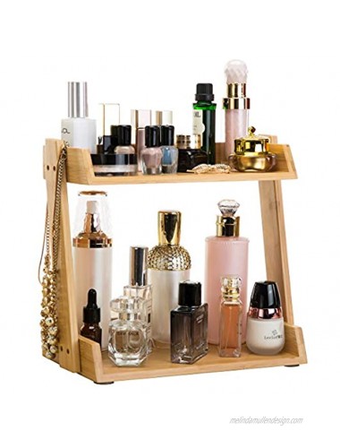 GOBAM Bathroom Makeup Countertop Organizer Cosmetics Perfume Organizer Stand Shelf Assemble Easily Bamboo