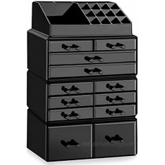 HBlife Makeup Organizer Acrylic Cosmetic Storage Drawers and Jewelry Display Box with 12 Drawers 9.5 x 5.4 x 15.8 Black