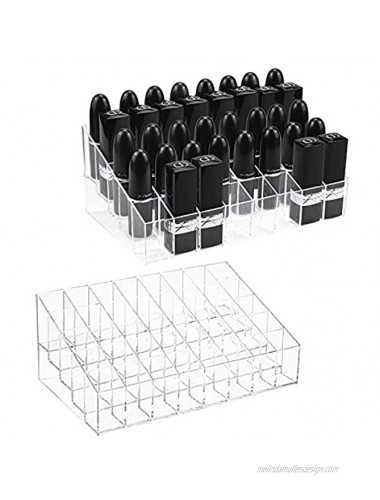 Hedume 2 Pack Lipstick Holder 40 Slot Acrylic Lipstick & Makeup Organizer Clear Cosmetic Display Case for Lipstick Brushes Bottles
