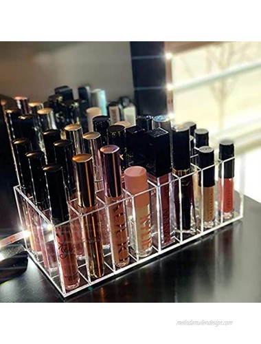 Hedume Lip Gloss Holder Organizer 24 Spaces Acrylic Lip Gloss Organizer & Beauty Makeup Holder Lipgloss Display Case for Tall Lip Gloss Lipstick Products