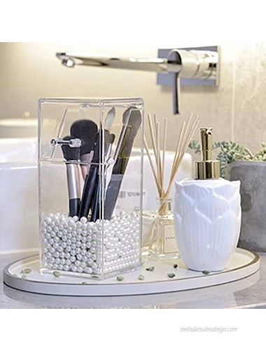 InnSweet Makeup Brush Holder Organizer Dustproof Cosmetics Brush Storage with White Pearls