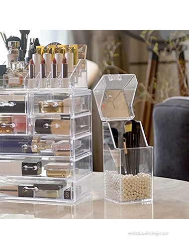 InnSweet Makeup Brush Holder Organizer Dustproof Cosmetics Brush Storage with White Pearls
