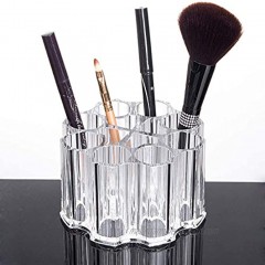 iPEGTOP Crystal Acrylic Makeup Brush Holder Organizer 12 Compartments Eyeliner Eyebrow Container Pencil Cup Cosmetics Storage Round Tube Holder