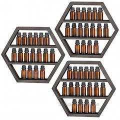 LIANTRAL Essential Oil Storage Wall Mounted Floating Hexagon Display Shelves Rack for Essential Oils & Nail Polish 3 Packs