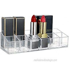 Makeup Lipstick Organizer Holder 12 Slots Clear Acrylic Lip Gloss Organize Holder Cosmetics Nail Polish Makeup Brushes Storage Box Cosmetic Display Case