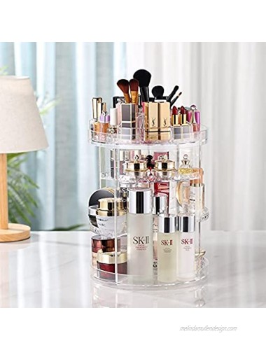 Makeup Organizer 360 Degree Rotating Adjustable Cosmetic Storage Display Case with 8 Layers Large Capacity Fits Jewelry,Makeup Brushes Lipsticks and More Clear Transparent