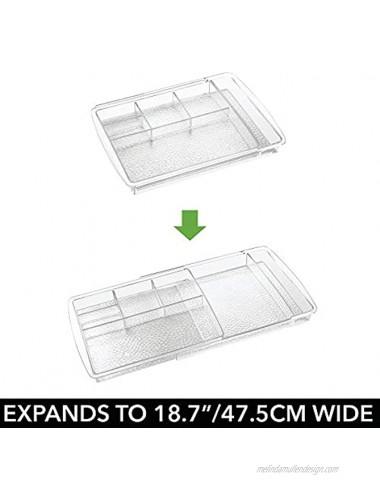 mDesign Expandable Makeup Organizer for Bathroom Drawers Vanities Countertops: Organize Makeup Brushes Eyeshadow Palettes Lipstick Lip Gloss Blush Concealer Adjustable Width 2 Pack Clear