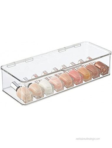mDesign Makeup Storage Stackable Organizer Box for Bathroom Vanity Countertops Drawers Holds Blenders Eyeshadow Palettes Lipstick Lip Gloss Makeup Brushes Hinged Lid Clear
