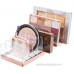 mDesign Plastic Makeup Organizer for Bathroom Countertops Vanities Cabinets: Cosmetics Storage Solution for Eyeshadow Palettes Contour Kits Lumiere Collection 9 Sections Clear Rose Gold