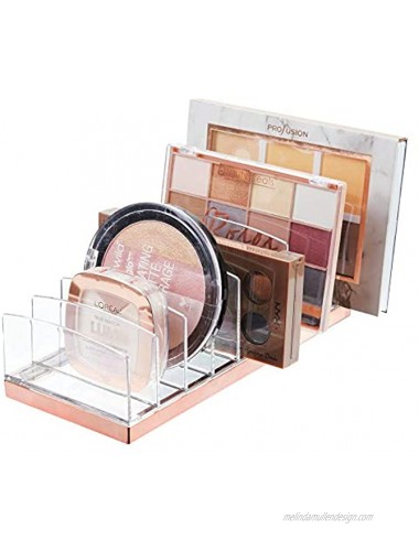 mDesign Plastic Makeup Organizer for Bathroom Countertops Vanities Cabinets: Cosmetics Storage Solution for Eyeshadow Palettes Contour Kits Lumiere Collection 9 Sections Clear Rose Gold