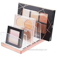 mDesign Plastic Makeup Organizer for Bathroom Countertops Vanities Cabinets: Cosmetics Storage Solution for Eyeshadow Palettes Contour Kits 5 Sections Lumiere Collection Clear Rose Gold