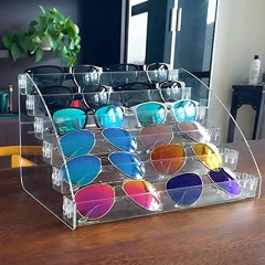 MineSign Sunglasses Organizer Clear Eyeglasses Display Case Eyewear Storage Tray For Glasses Tabletop Holder Stand 6 layer