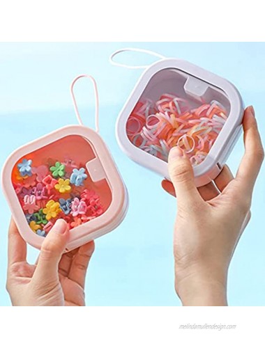 REVAXUP 2pcs hair ties storage organizer ,small portable container for hair ties can be Stackable,best for hair accessory and small items organizer on Desktop,white&pink