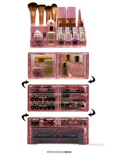Sorbus Cosmetic Makeup and Jewelry Storage Case Tower Display Organizer Spacious Design Great for Bathroom Dresser Vanity and Countertop Pink