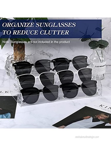 Sunglasses Organizer Acrylic Sunglasses Display Holder Clear Eyeglasses Glasses Eyewear Display Stand Tray Case 12.2 x 5.23 x 4.33 Inch