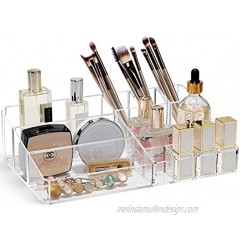 Syntus Makeup Organizer Clear Plastic Vanity Cosmetic Palette Storage Box Acrylic Makeup Display Holder for Makeup Brushes Lipsticks Jewelry