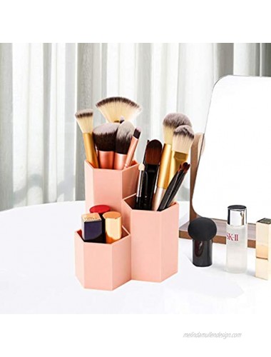 Weiai Makeup Brush Holder Organizer 3 Slots Pink Cosmetic Brushes Solution for Desk Dresser Countertop