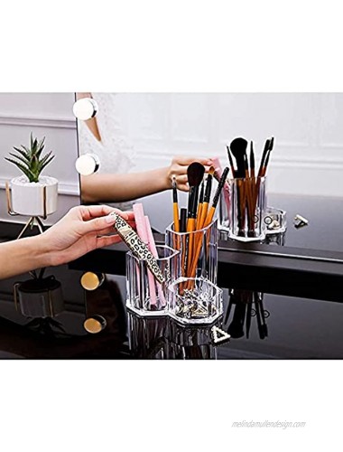 YWYKB Makeup Brush Holder Organizer 3 Slot Clear Acrylic Cosmetic Brushes Storage Cup for Bedroom Countertop