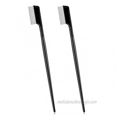 Eyelash Comb Eyelash Separator Curler 2 PCS Eyelash Brush with Metal Teeth Mascara Separated Lash Comb Eyebrow Brush Comb -Black